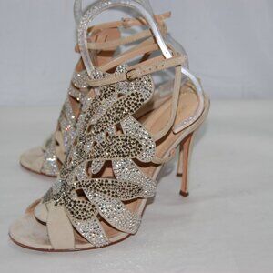 Sergio Rossi Beige and Silver Heels